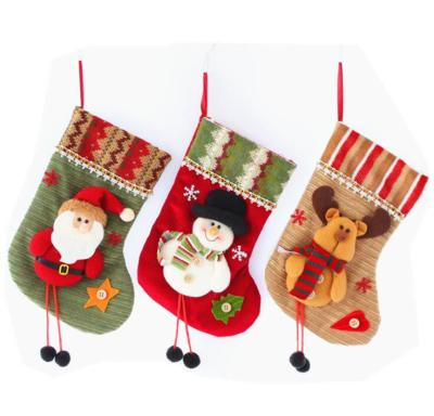 China 3D Cartoon Christmas Tree Decoration Baby Candy Bag Gift Bag Santa Claus Snowman and Deer Christmas Stocking busybaby for sale