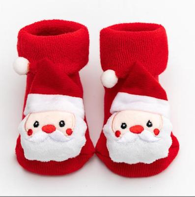 China New QUICK DRY baby bumps autumn winter woolen ring Christmas non-slip thickened socks school red floor socks for sale