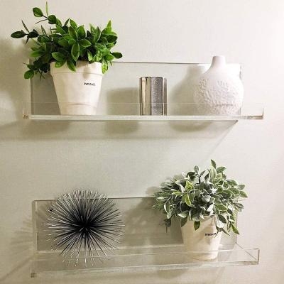 China 38x10cm Invisible Spice Rack Ledge Shelf Wall Mounted Clear Acrylic Floating PAH811J for sale