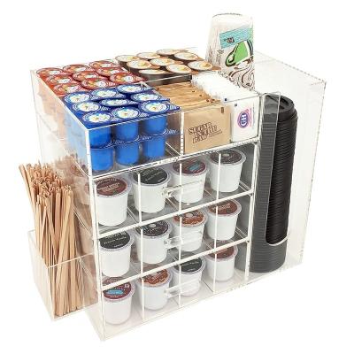 China Coffee Station Strong Acrylic Cabinet with Drawers for Coffee Pods Sugar Bag Creamer Hot Chocolate Cups for sale