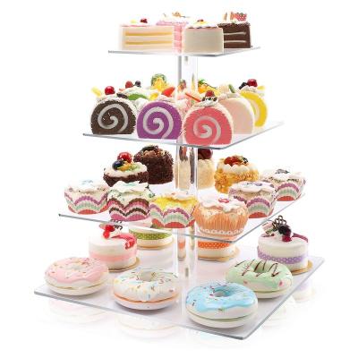 China Strong Multifunctional Acrylic Cake Donuts Cupcakes Pastry Displays Storage Rack Acrylic Cake Box for sale