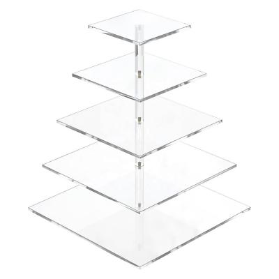 China Strong Clear Square Acrylic Cupcake Cake Stand Display for Christmas, Weddings, Birthday Parties for sale