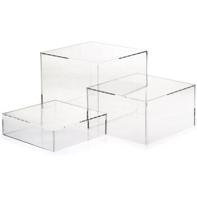 China Strong Acrylic Cube Display Nesting Risers , Acrylic Hollow Backs Showcase for sale