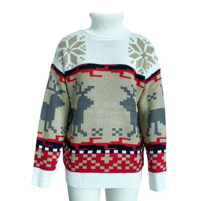 China Elk Pattern Turtle Neck Anti-Shrink Turtle Neck Women's New Winter Christmas Sweater 2021 Female Knitting Sweater for sale