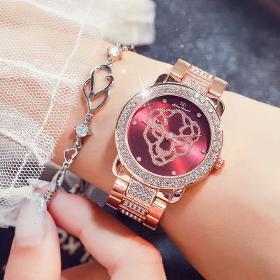 China Relogio Feminino De Pulso New Arrival Bling Dress Ladies Female Leopard Diamond Quartz Wristwatch Water Resistant for sale