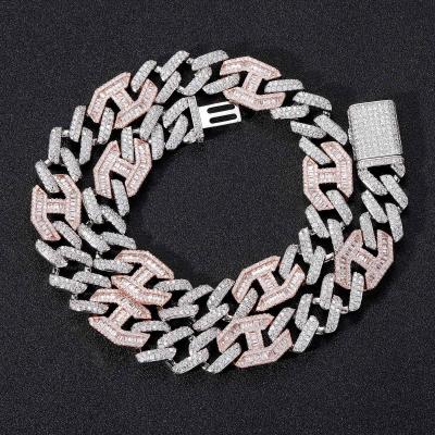 China Hip Hop Jewelry 15mm Two Thick Tone Cuban Link Chain Mens Womens Womens Luxury Hiphop Fashion for sale