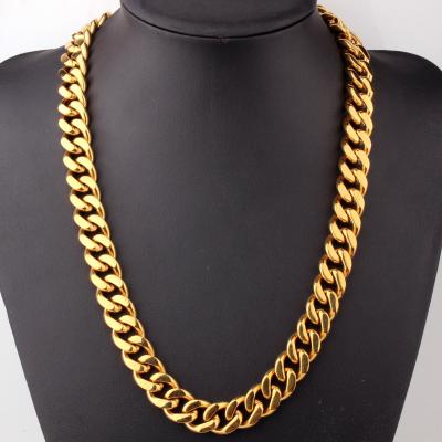 China Fashionable Hip Hop Jewelry Tarnish Free PVD Plated Stainless Steel 15mm Chunky Miami Cuban Chain Necklace for sale