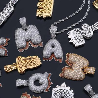 China Hiphop A-Z Letters Name Red Drip Bubble Letter Necklaces and Cubic Zircon Letter Hip Hop Men Women Gold Silver Color Pendant Charms Gift for sale