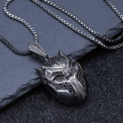 China Hiphop Hip Hop Iced Out Black Panther Necklace Men Pendant Jewelry Gifts With Box Chain 24