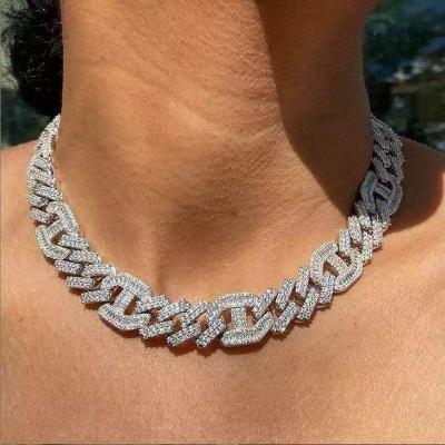 China Hiphop OH Hip Hop Joyas De Hombre Big 15mm Heavy Iced Out CZ Diamond Choker Miami Cuban Link Wand Chain for sale