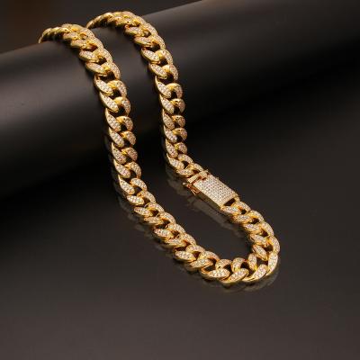 China Hiphop OH 16inch-24 inch Heavy Mens Hip Hop 20mm Iced Out Bling Zircon Miami Cuban Link Choker Necklace for sale