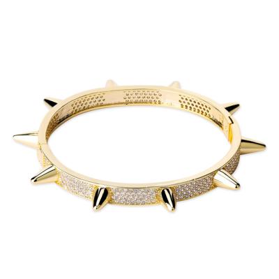 China Hiphop OH Studs Bangles Rivet Cone Stud Cuff Twist Thorns Bracelets Iced Out Cubic Zircon Bling Hip Hop Jewelry For Men for sale