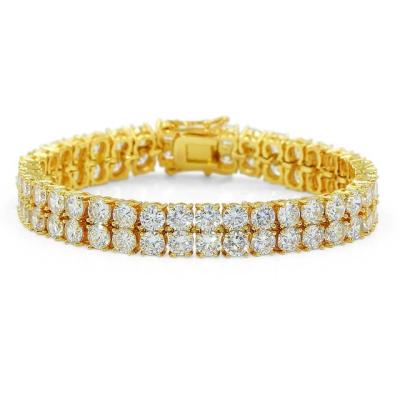 China Hiphop High Quality Hip Hop Jewelry Unisex All Iced Out Bling 2 Rows AAA+ Zircon Tennis Bracelet for sale