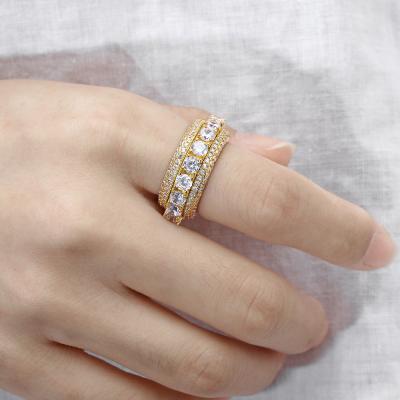 China Hiphop OH Men's Fashion Hip Hop Jewelry Punk Copper Iced Out Rotating Zircon Ring for sale