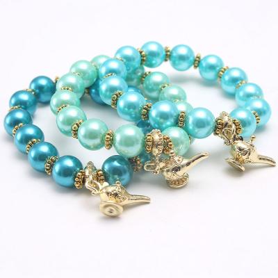 China Beautiful cute bracelets for kids Aladdin Magic Lantern Princess Pearl high quality bracelets for sale