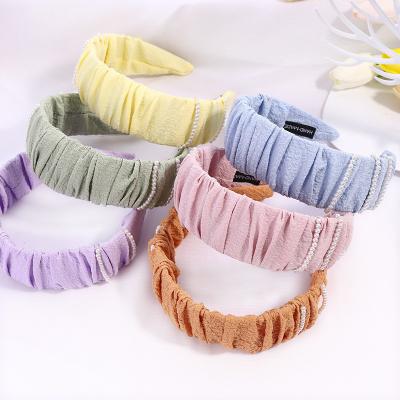 China Polyester Stock Fashion Girl 6colors Soft Polyester Cosmetic Headband For Women Girls for sale