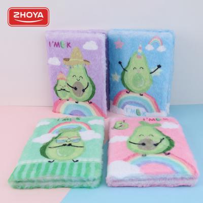 China Hot selling high quality kids stationery kawaii avocado design cute plush cover notebook for sale for sale