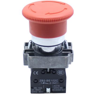 China Emergency stop mushroom push button switch XB2-BS542 ZB2-BE102C with 2 contact XB2 for sale