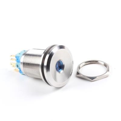 China 6 Pin 25mm Stainless Steel Metal Push Button Switch Flat Momentary Car Switches Led Color Toilet Button 3V 5V 6V 24V 25mm for sale