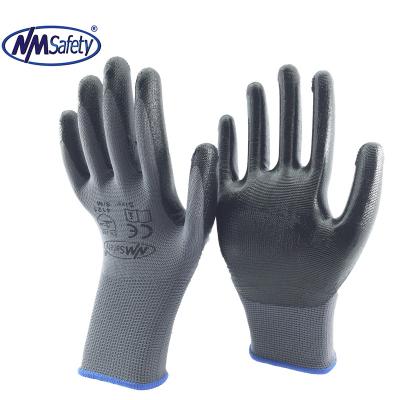 China NMsafety 13 Gauge Gray Nylon /Polyester Liner Black Anti-Slip Nitrile Coated Work Glove for sale