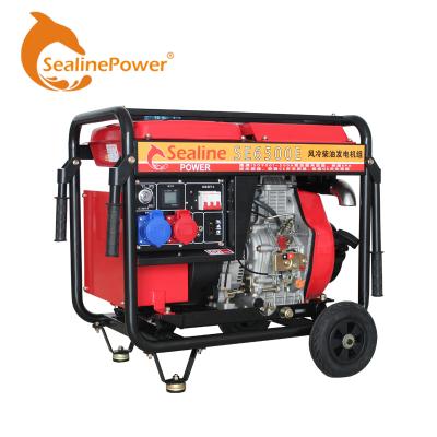 China 8kva Inverter Silent Diesel Generator Portable Diesel Generator With Big Wheels SDG8500SE WITH 192FB DEISLE ENGINE for sale