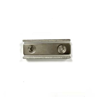 China Industrial Magnet Block Shape Heavy Duty Rectangular Two Countersunk Screw Hole Pot Neodymium Magnet for sale