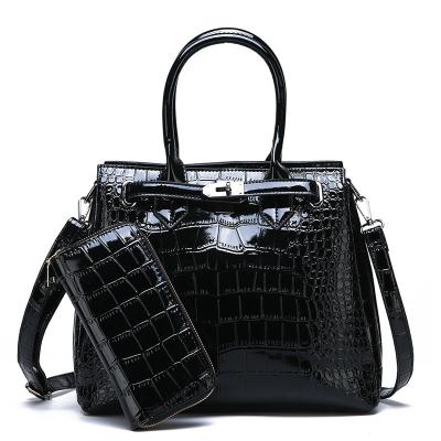 China Waterproof Luxury Crocodile Wallet Plaid Handbags Purse Shoulder Bag Shoulder Bag Leather Cross - Body Two Piece Set for sale