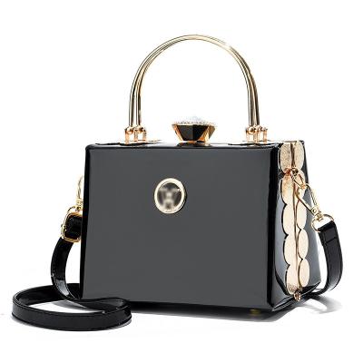 China Water Resistant Luxury Design High Quality Bright PU Leather Wedding Trimming Women Handbag for sale