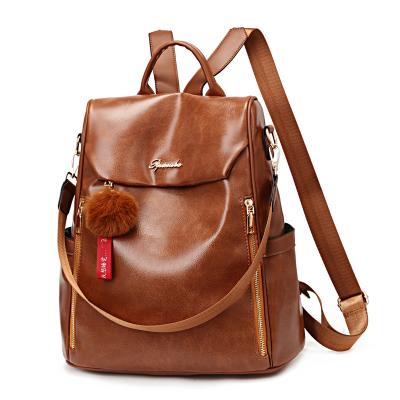 China NATIONAL Hot Selling School Woman Backpack Vintage Korean Style Soft Leather Bag Casual Travel Bag for sale