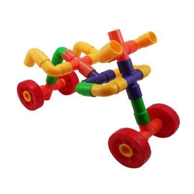 China Amazon Hotsale Construction Toys 72 Piece Pipe Tubes With Wheels Building Toys For Kids, Ages 3 Years Old. + for sale