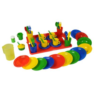 China Kitchen Toys Set 48 Pieces Hotsale Plastic Dinner And Tea Set Kids Kitchen Toys for sale