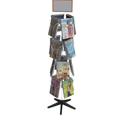 China Display Floor Standing Library Magazine Book Shelves Rotating Shelf Rack With Logo for sale