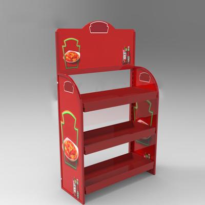 China Metal Display Rack System 3 Tiers Promotion Shelves Rack Ketchup Bottle Seasoning Display Rack for sale