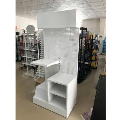 China Single Sided Hardware Pegboard Display Rack Purifier Display Cabinet Organizer With Logo for sale