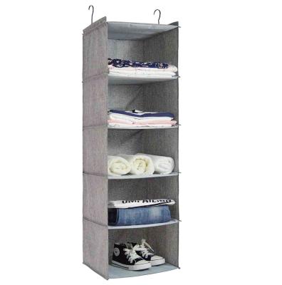 China Latest Arrival Minimalist Wardrobe Finishing Hanging Closet Cotton Linen Multilayer Hanging Closet for sale