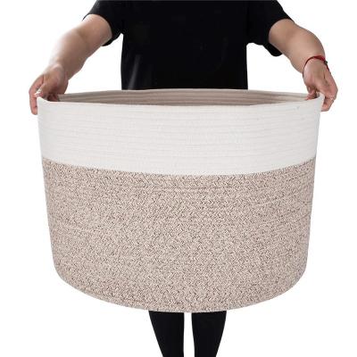 China Large Sustainable Woven Cotton Rope Storage Baskets With Reinforced Handles, Baby And Dog Toy Storage Baskets Bin, Child Laundry Basket for sale