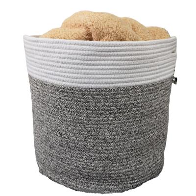 China Direct Sale Bathroom Laundy Folding Organizer Cotton Rope Woven Cover Foldable Laundry Hamper Accept Custom Made for sale