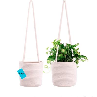 China Multifunctional Planter Woven Plant Hanging Basket Round Hanging Planters For Indoor Plants for sale