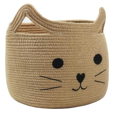 China Large Cotton Rope Basket Multifunctional Foldable Sustainable Cotton Rope Woven Basket for sale