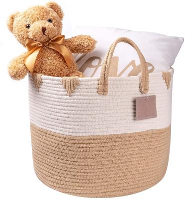 China Wholesale Viable Storage Basket Rope Cotton Quadrate Folding Laundry Hamper for sale