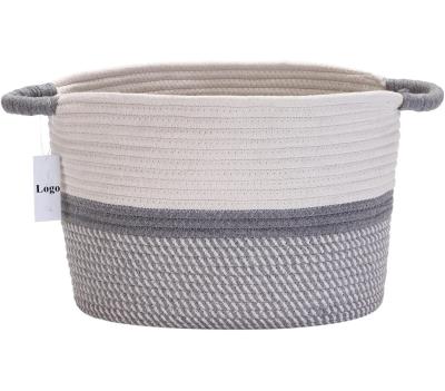 China Sustainable Storage Basket Large Woven Household Cotton Rope Storage Basket For Dirty Clothes for sale