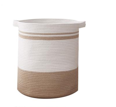 China Sustainable Rope Laundry Basket with Handles Modern Decorative Woven Basket for Living Room, Large Storage Baskets for Toys, Throws, Pillows, for sale