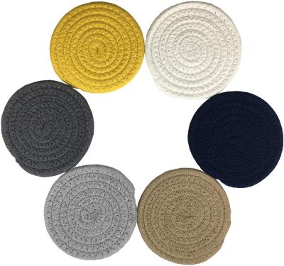 China Sustainable Multifunctional Round Table Coasters Handmade Braided Coasters For Drinks for sale