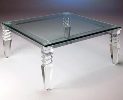 China (Other) Lucite Furniture Adjustable Custom Clear Glass Top Acrylic Dining Table for sale