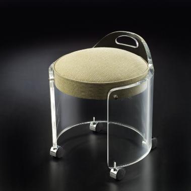 China Eco - Friendly Clear Acrylic Rolling Stool Lucite Round Rolling Stool for sale