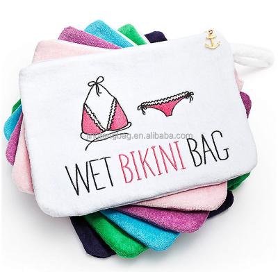 China Eco-friendly Waterproof Terry Cloth Swimsuit Wet Bikini Bag for sale