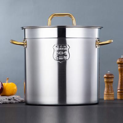 China Wholesale Commercial Viable Metal Cooking Stock Pot Stainless Steel Big Thickened Induction Cooker Soup Barrel for sale