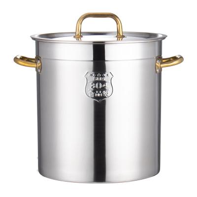 China Sustainable Induction Cooker 304 Stainless Steel Soup Barrel Thickened Commercial Metal Soup Stock Pots Grain Storage Cooking Bucket for sale