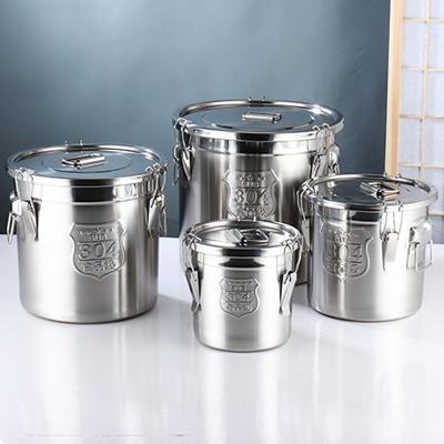 China 304 Stainless Steel Food Storage Bucket Viable Sealed Container Sealed Barrel Large Capacity Rice Grain Barrel With Lid for sale