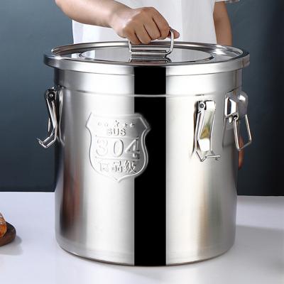 China Multi-size Food Grade Cereal Grain Coffee Bean Rice 304 Stainless Steel Pail Viable Sealed Food Storage Barrel for sale